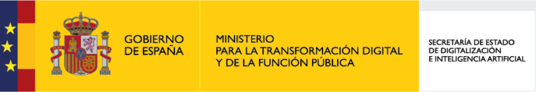 Logotipo del Ministerio para la Transformación y de la Función Pública sobre un fondo amarillo, destacando su enfoque en la modernización y eficiencia del sector público.